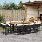 Vidaxl ? ensemble table et chaise de jardin 13 pcs ? r�sine tress�e noire ? coussins �pais confortables ...
