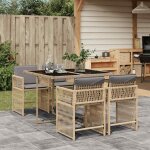 Ensemble � manger de jardin coussins 5 pcs m�lange beige rotin vidaxl