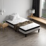 Ensemble matelas 90 x 200 cm dewinner sommier matelas  ressorts ensachs et robuste cadre de lit en ...