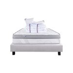Ensemble matelas viscoplus, 26 cm, mousses haute densit�, ferme, face �t� / hiver + sommier gris ep20cm ...