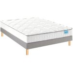Ensemble merinos morning routine + sommier pencil confort ferme 2 + pieds 90x190 bleu nuit chin ressorts ...