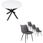 Skraut home - ensemble meubles, lot de 4 chaises de salle  manger, chaise tapisse, chaises, table  ...