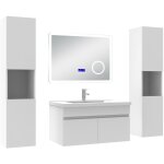 Acezanble - ensemble meuble 80 cm blanc, lavabo cramique + 2 colonnes hautes + miroir salle de bain ...