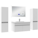 Acezanble - ensemble meuble 80 cm, lavabo cramique simple + 2 colonnes + miroir salle de bain bluetooth ...