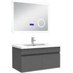 Acezanble - ensemble meuble 80 cm, lavabo cramique simple + miroir salle de bain bluetooth avec 3 couleurs ...
