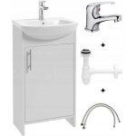 Ensemble meuble blanc avec vasque, robinet chrom� et siphon 45 cm frigo