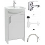 Ensemble meuble blanc avec vasque, robinet chrom� et siphon 45 cm frigo