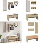 Ensemble de meubles de couloir 4 pcs chêne sonoma - meuble d'entrée - banc d'entrée - rangements d'entrée ... Ensemble de meubles de couloir 4 pcs chêne sonoma - meuble d'entrée - banc d'entrée - rangements d'entrée ...