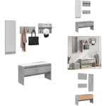 Ensemble de meubles de couloir 4 pcs gris b�ton bois ing�nierie - meuble d'entr�e - banc d'entr�e - rangements ...