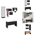 Ensemble de meubles de couloir 4 pcs noir bois d'ingnierie - meuble d'entre - banc d'entre - rangement ...