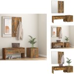 Ensemble de meubles de couloir chêne fumé bois d'ingénierie - banc entrée - meuble hall - mobilier entrée ... Ensemble de meubles de couloir chêne fumé bois d'ingénierie - banc entrée - meuble hall - mobilier entrée ...