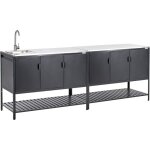 Ensemble de meubles de cuisine d'ext�rieur 2 pi�ces en acier inoxydable 3 portes avec evier noir maenza ...
