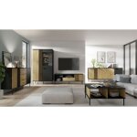 Ensemble de meubles design izo ? vitrine + buffets + table basse + meuble tv ? noir onyx & chne clair ...