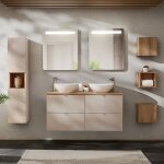 Ensemble meuble double vasque 120cm 4 tiroirs miroirs led colonne et 3 armoires murales manoa cachemire ... Ensemble meuble double vasque 120cm 4 tiroirs miroirs led colonne et 3 armoires murales manoa cachemire ...