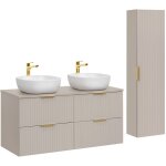 Petits - meubles - ensemble meuble double vasque 120cm et colonne adriel cachemire Petits - meubles - ensemble meuble double vasque 120cm et colonne adriel cachemire