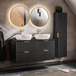 Ensemble meuble double vasque 120cm et colonne adriel noir