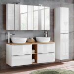 Petits - meubles - ensemble meuble double vasque 140cm 2 niches et colonne april blanc et bois Petits - meubles - ensemble meuble double vasque 140cm 2 niches et colonne april blanc et bois