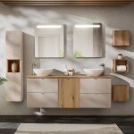 Petits - meubles - ensemble meuble double vasque 160cm 4 tiroirs colonne et 3 armoires murales manoa ...