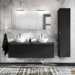 Ensemble meuble double vasque 160cm et colonne Éros noir Ensemble meuble double vasque 160cm et colonne Éros noir