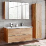 Petits - meubles - ensemble meuble double vasque encastre 120cm et colonne april bois