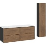 Petits - meubles - ensemble meuble double vasque encastr�e 120cm et colonne elena bois et noir