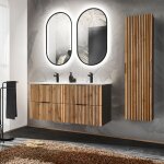 Petits - meubles - ensemble meuble double vasque encastre 120cm et colonne gaia bois