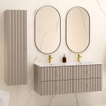 Petits - meubles - ensemble meuble double vasque encastre 120cm et colonne izae cachemire