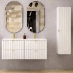 Petits - meubles - ensemble meuble double vasque encastre 120cm et colonne lexa blanc