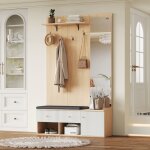Ensemble de meubles d'entre 120x40x200 cm avec miroir, banc avec coussin, meuble  chaussures, tagre, ...