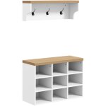 Ensemble meuble d'entre 2 - en - 1 - homcom - porte - manteau mural banc  chaussures - 3 crochets et ...