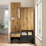 Ensemble de meubles d'entre, avec armoire, banc  chaussures, tiroir de rangement, barre de suspension, ...