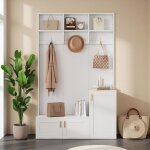Ensemble de meubles d'entr�e, banc de rangement multifonctionnel avec crochets, �tag�res, 3 portes et ...