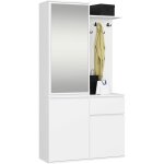 Ensemble de meubles d'entre entro blanc avec armoire et miroir 95 cm 3 portes 1 tiroir 7 tagres 95x35x183 ...