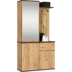 Ensemble de meubles d'entr�e entro ch�ne craft avec armoire et miroir 95 cm 3 portes 1 tiroir 7 �tag�res ...