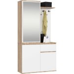 Akord - ensemble de meubles d'entr�e entro ch�ne sonoma, blanc avec armoire et miroir 95 cm 3 portes ...
