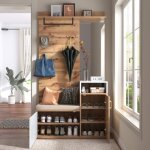 Ensemble de meubles d'entr�e, avec miroir, armoire, banc � chaussures, porte - manteau mural, �tag�res ...