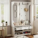 Ensemble de meubles d'entre, portemanteau avec miroir, 4 crochets, barre pour vtements, 2 tiroirs de ...