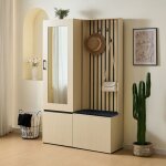Ensemble de meubles d'entre - ensemble vestiaire 2 - en - 1 avec miroir et banquette ? rangement chaussures, ...