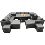 Ensemble de meubles de jardin en rotin ave table de foyer  gaz 12 places ensemble de canaps avec 2 ...
