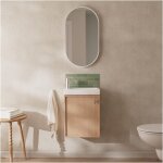 Mob - in - ensemble lave - mains avec poigne chrome et miroir ovale blanc