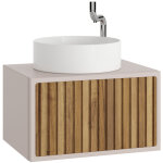 Ensemble meuble orient teck - cashmere + vasque c�ramique nevada 60cm