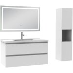Acezanble - ensemble meuble salle de bain 100cm avec colonne et miroir 3 couleurs blanc Acezanble - ensemble meuble salle de bain 100cm avec colonne et miroir 3 couleurs blanc