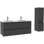 Acezanble - ensemble meubles salle de bain 120cm double vasque anthracite meuble avec colonne ceramique ...