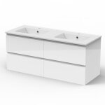 Biubiubath - ensemble de meubles de salle de bain 120cm avec double vasque , brillance, blanc