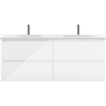 Biubiubath - ensemble meuble salle de bain 120cm avec double vasque en céramique, meuble 4 tiroirs, blanc ... Biubiubath - ensemble meuble salle de bain 120cm avec double vasque en céramique, meuble 4 tiroirs, blanc ...