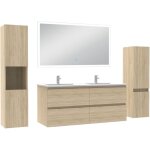 Acezanble - ensemble meuble salle de bain 120cm double vasque avec colonne et miroir lumineux dimmable ...