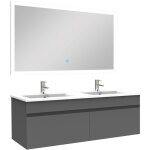 Acezanble - ensemble meuble salle de bain 120cm double vasque + miroir lumineux 3 couleurs + dimmable ...