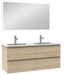 Acezanble - ensemble meuble salle de bain 120cm double vasque et miroir lumineux 3 couleurs et dimmable ...