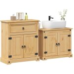Ensemble de meubles salle de bain 2 pcs - meuble de salle de bain corona bois pin massif 990013