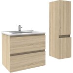 Acezanble ensemble meubles salle de bain 60cm chêne wotan meuble avec colonne vasque ceramique Acezanble ensemble meubles salle de bain 60cm chêne wotan meuble avec colonne vasque ceramique